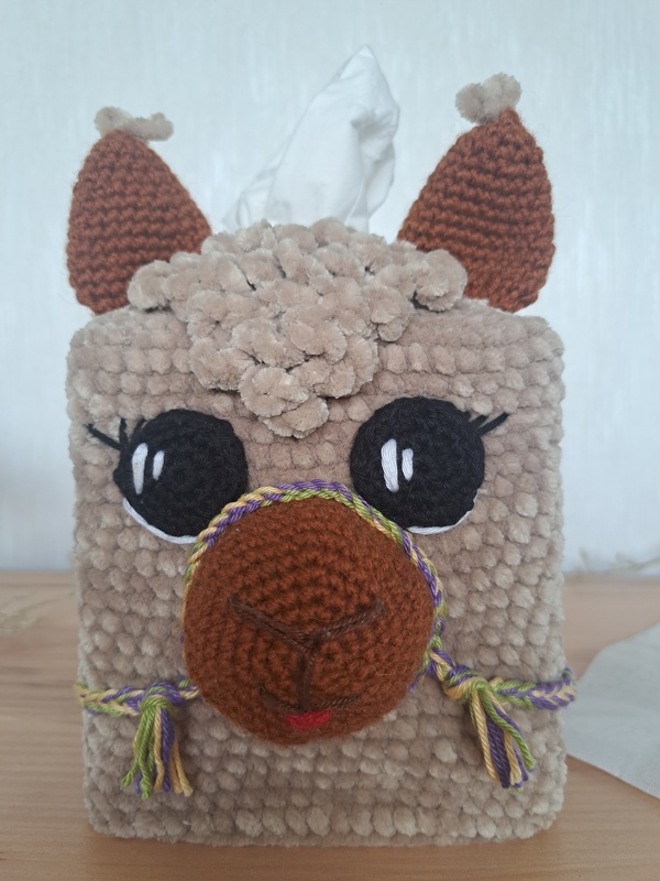 Alpaka, Taschentuchbox mit Tasche, Häkelanleitung, Amigurumis, DIY