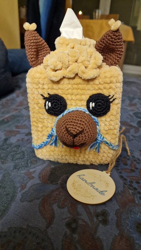 Alpaka, Taschentuchbox mit Tasche, Häkelanleitung, Amigurumis, DIY