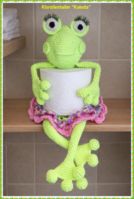 Häkelanleitung Klopapier Halter "Fröschlein Koko &amp; Koketta"