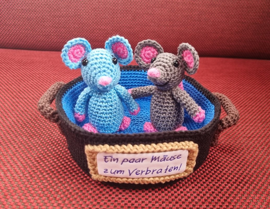 Häkelanleitung - Mäusepfanne - Ein paar Mäuse zum Verbraten! / Geldgeschenk