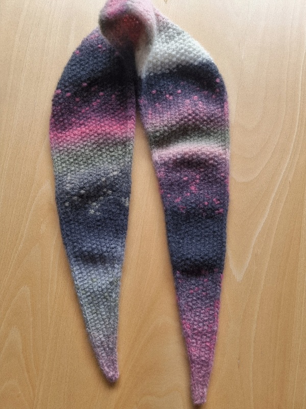 Strickanleitung Mini-Tuch im Perlmuster mit I-Cordrand, Schaltuch,Minischal