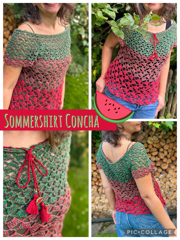 Häkelanleitung: Sommershirt „Concha“ – luftiges Shirt mit Rundpasse