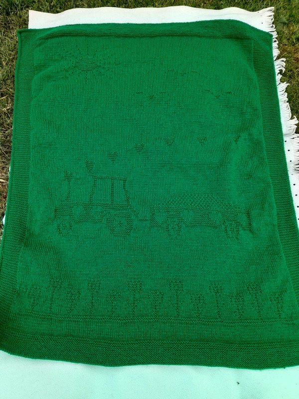 Babydecke Motivdecke „Traktor“ Strickanleitung Kinderdecke Kinderwagendecke