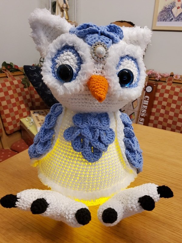 Winterlampe Schneeeule Luna, Häkelanleitung