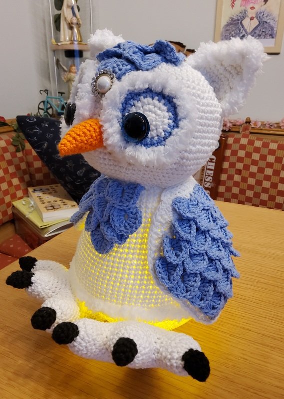 Winterlampe Schneeeule Luna, Häkelanleitung