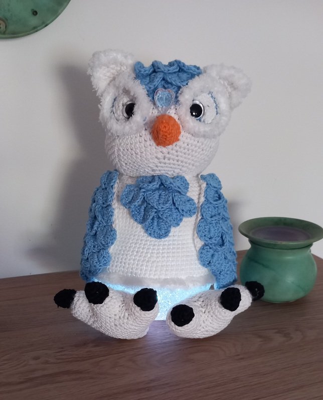 Winterlampe Schneeeule Luna, Häkelanleitung