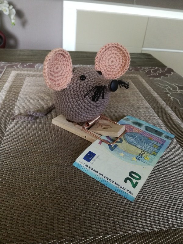 Geldgeschenk Häkelmaus