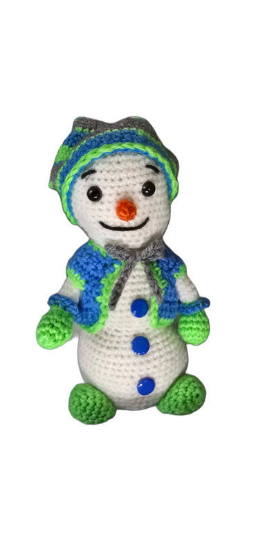 Schneemann mit Wechselkleidung wie: Gillet, Mütze, Zylinder &amp; Schal