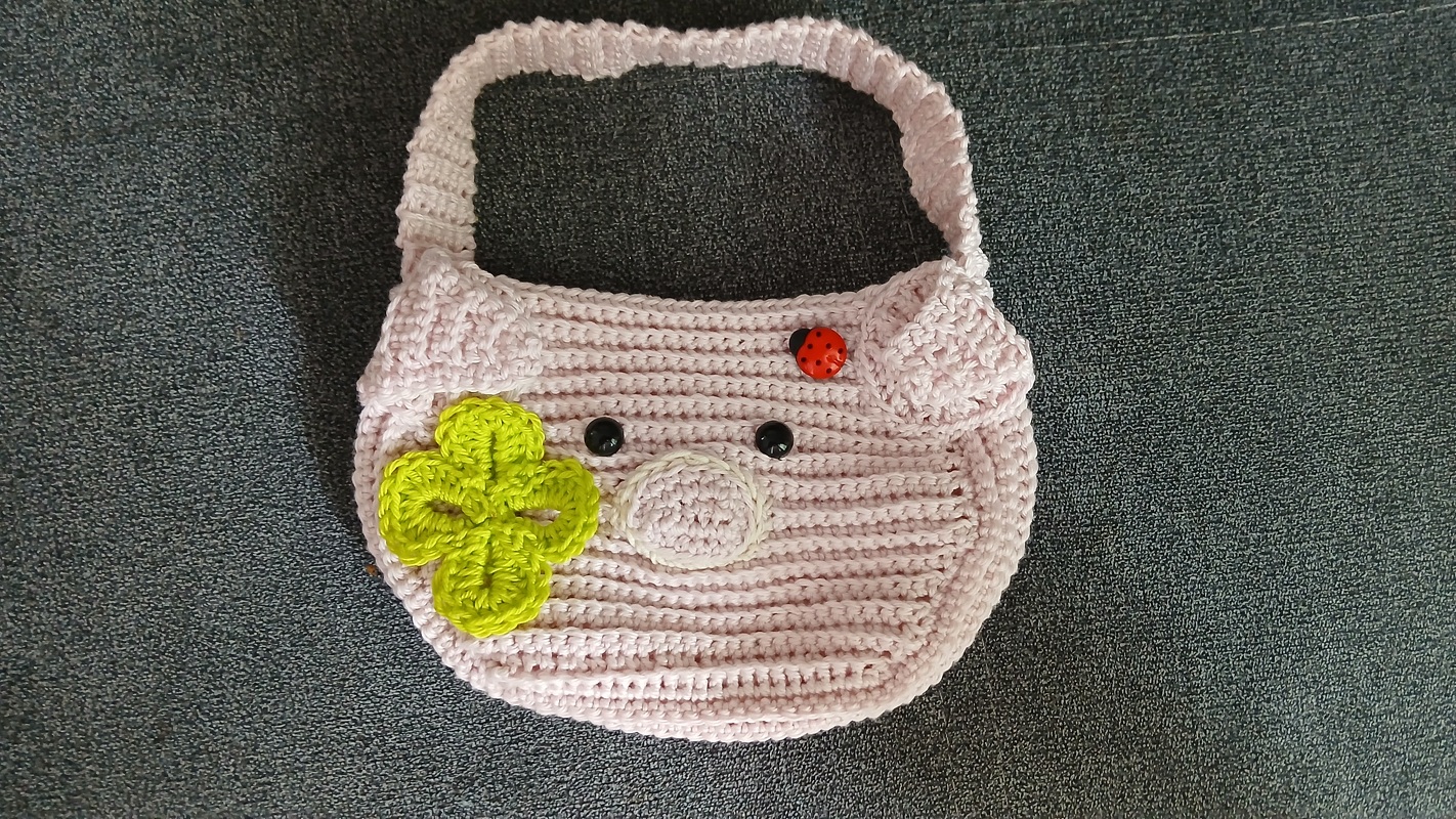 Häkelanleitung Geschenktäschchen "Schweinchen"(Neujahrs/Geburtstagswünsche)