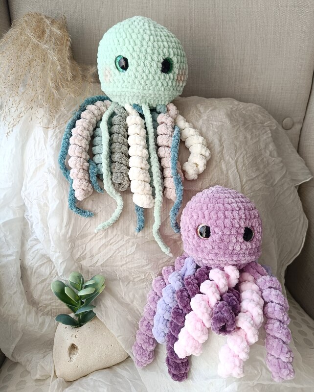 Niedliches Quallenpaar ohne Annähen -«Matze &amp; Lory» Häkelanleitung