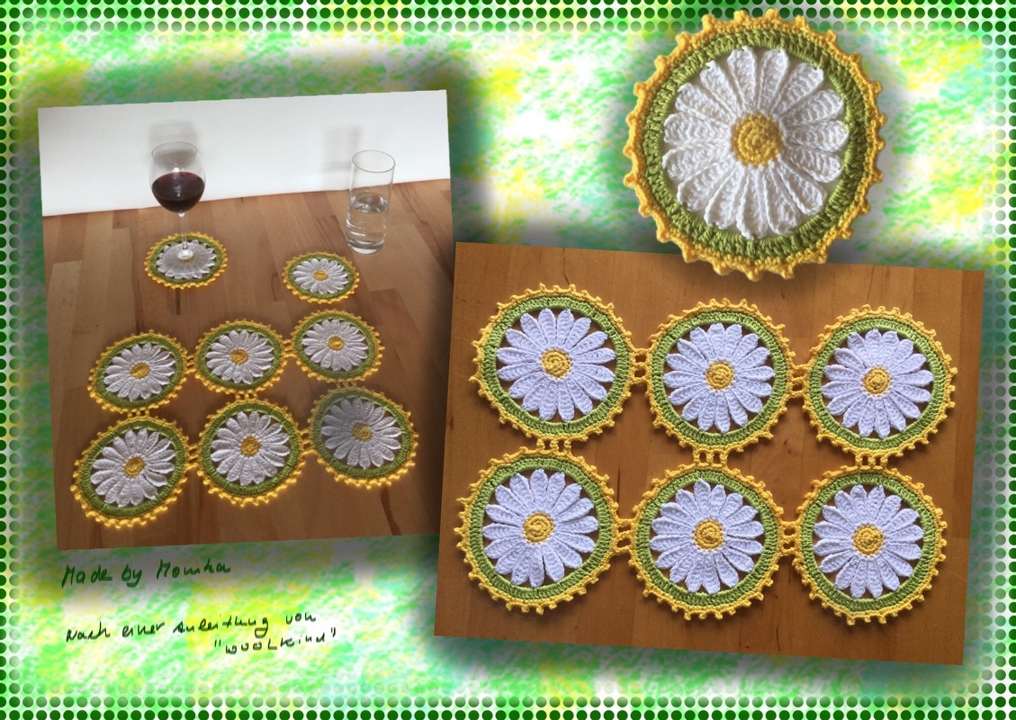 Gänseblümchen – Untersetzer – Deckchen - Applikation