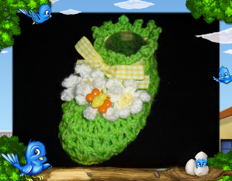 Häkelanleitung für Kamillen Babyschuhe