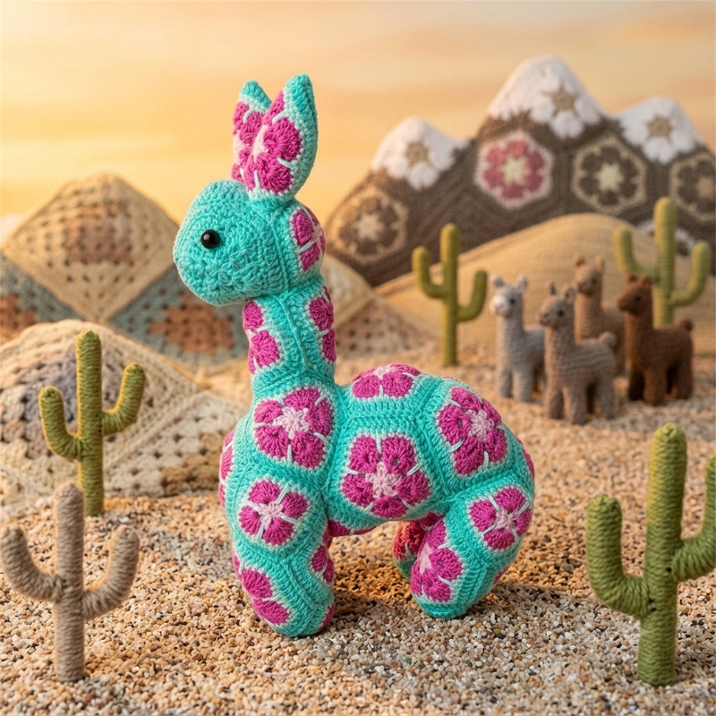 Häkelanleitung Lama Lars PDF – African Flowers Häkeltier / Amigurumi