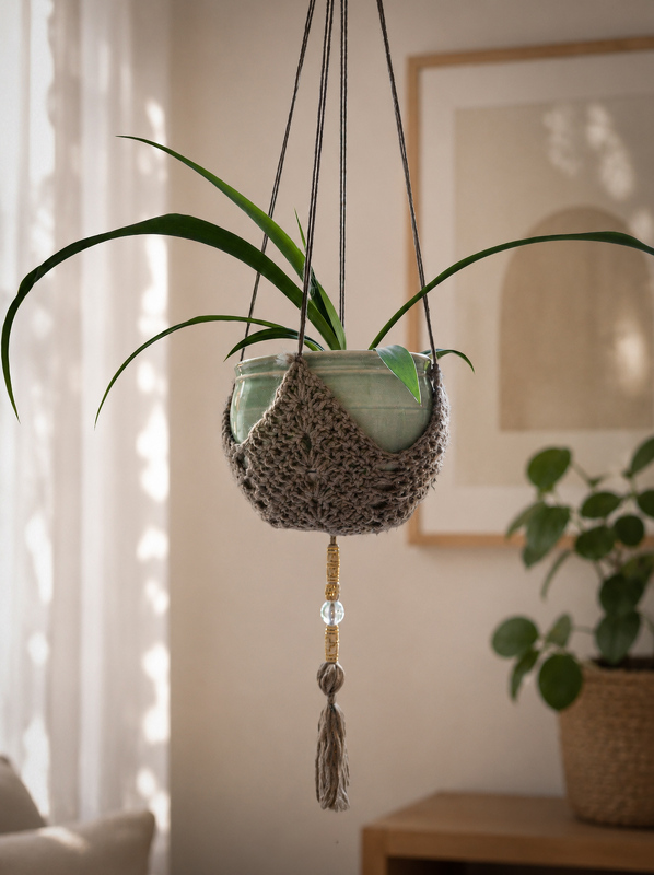 Pflanzampel Häkelanleitung PDF - Blumenampel im Boho Stil - Fensterdeko