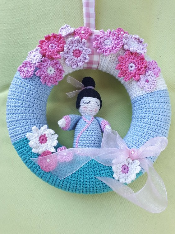 Crochet Pattern - wreath pattern - Crochet cherry blossom Wreath - crochet wreath