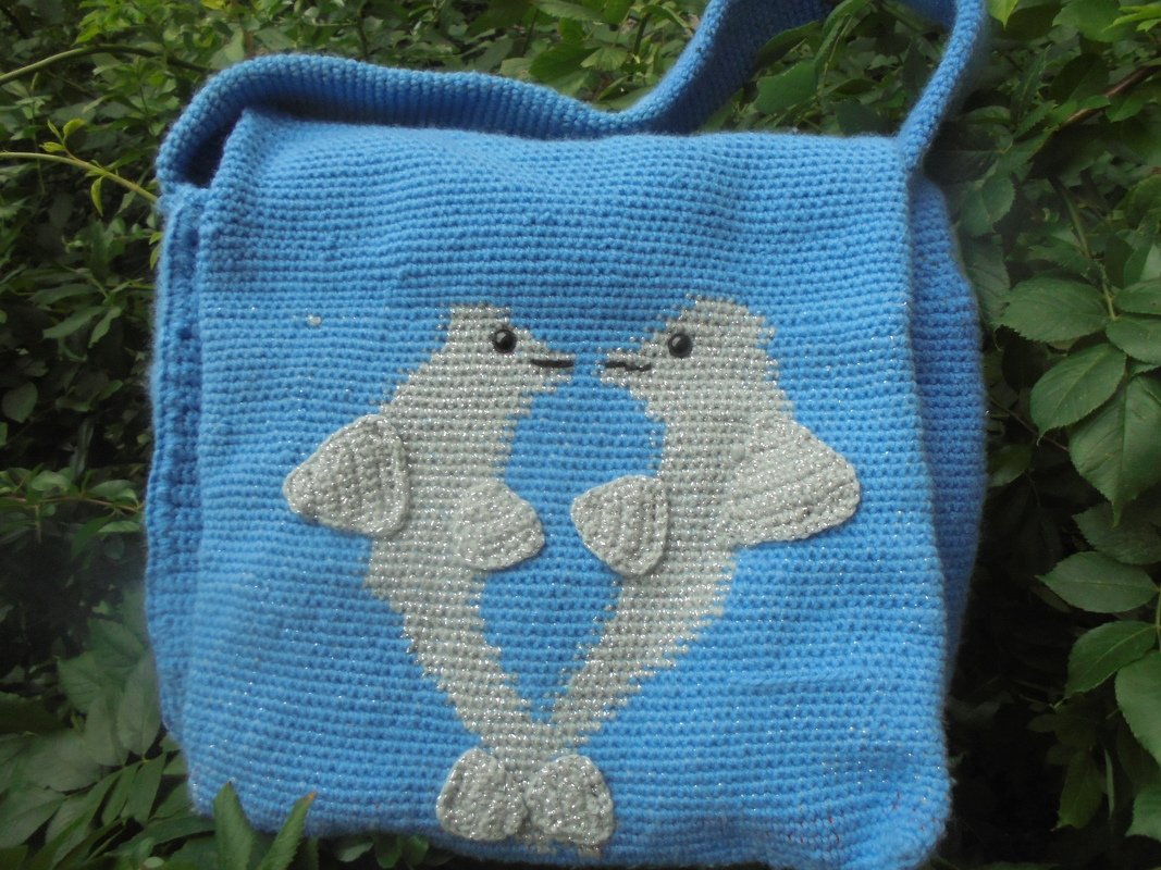 Häkelanleitung mit Zählmuster - Delfin - Topflappen oder Wandbild / Dekoration * ein verliebtes Paar *