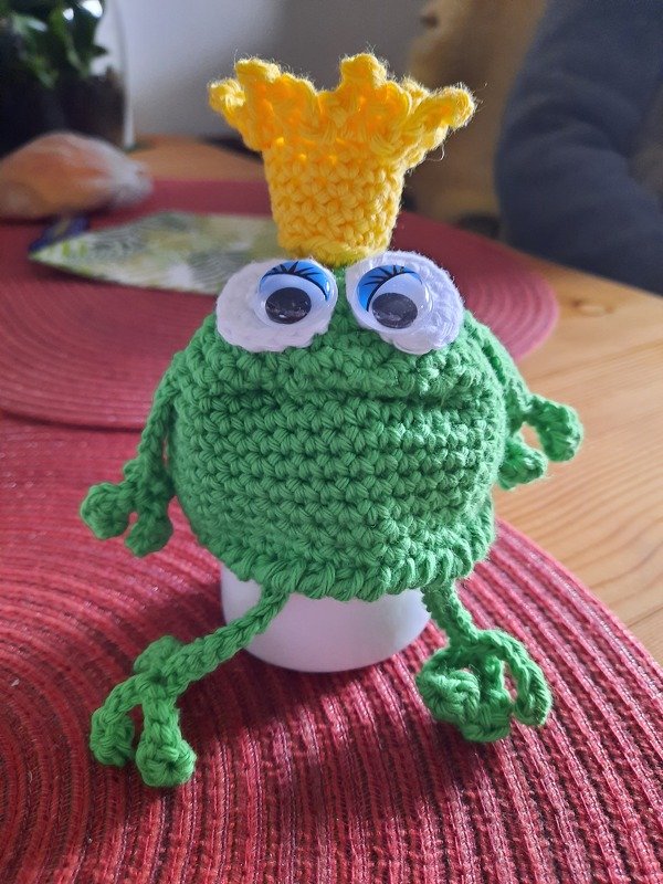 Eierwärmer Froschkönig, Häkelanleitung - PDF Datei