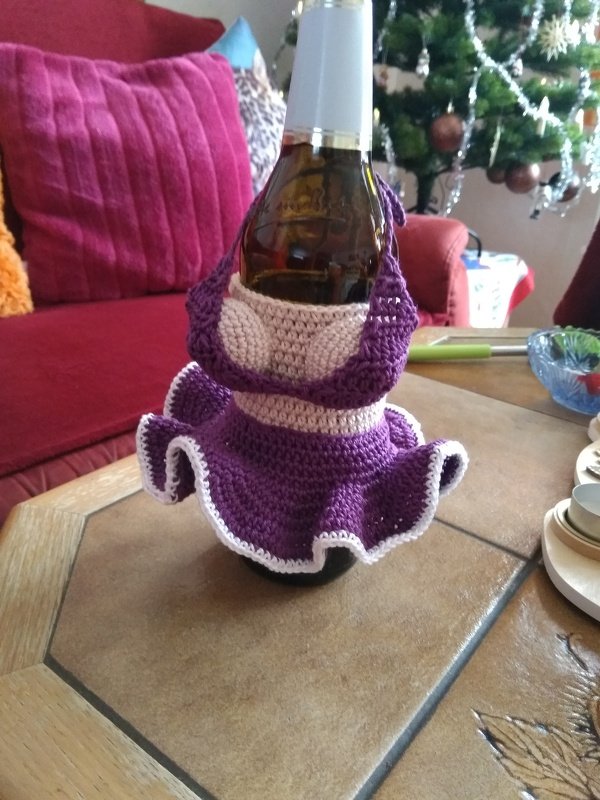 Häkelanleitung Bierflaschenstulpe, Anziehpuppe für Männer