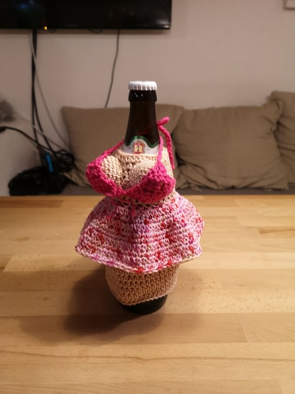 Häkelanleitung Bierflaschenstulpe, Anziehpuppe für Männer