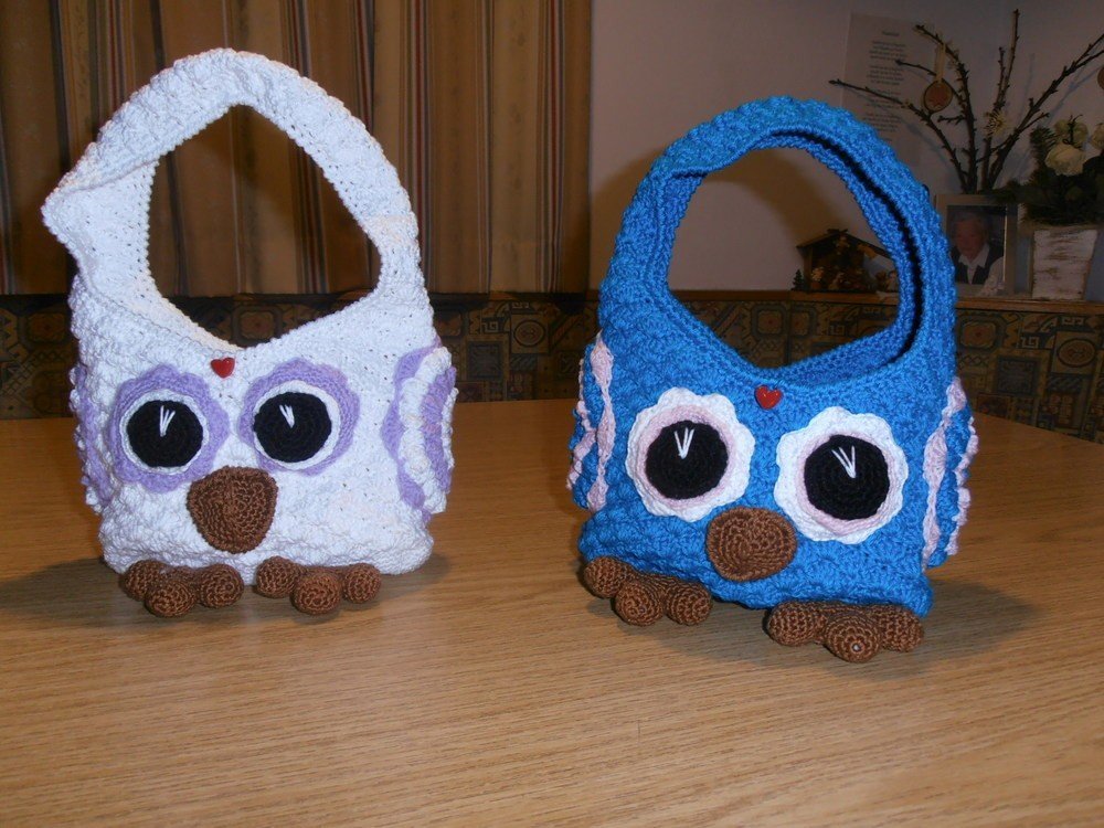 Children&#039;s bags &quot;Owl&quot;, en/de,  25 cm width x 30 cm height