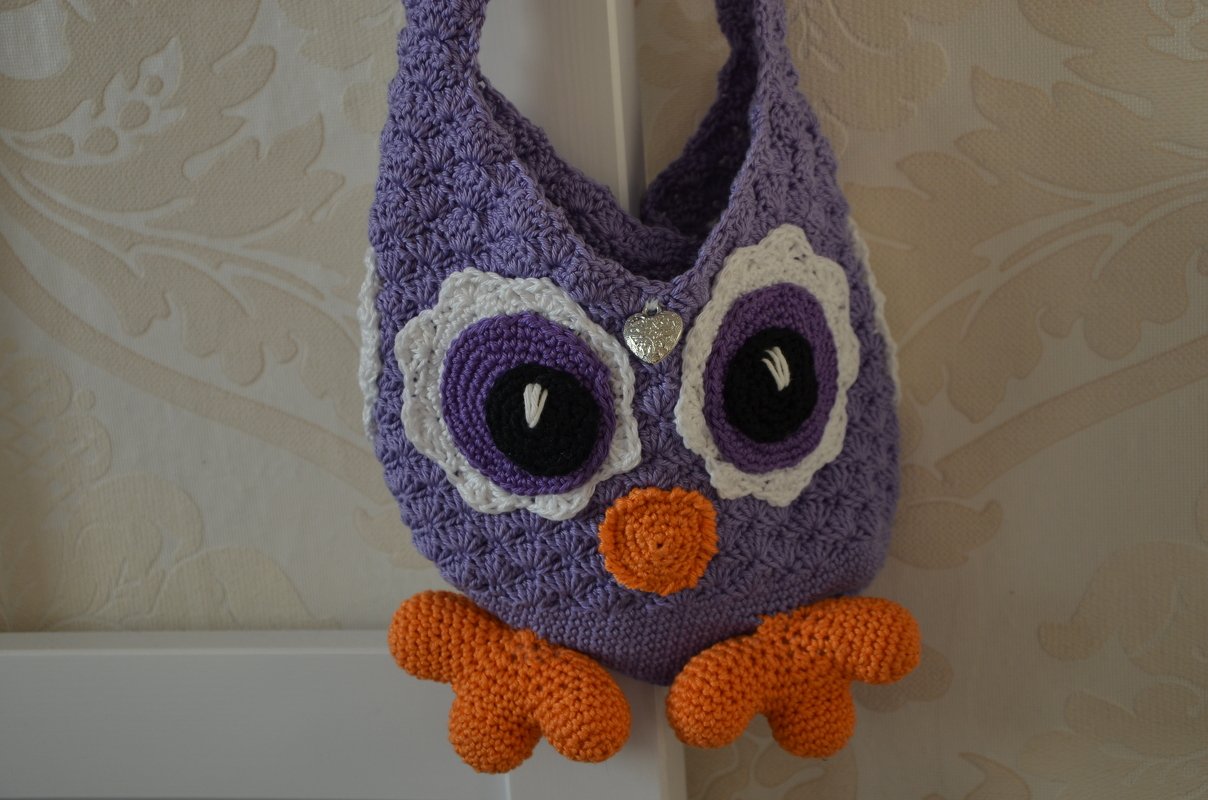 Children&#039;s bags &quot;Owl&quot;, en/de,  25 cm width x 30 cm height