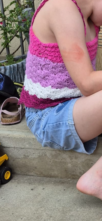Klappte nicht nach anleitung im unteren teil- habe dann eigenes muschelmuster gemacht und kürzer