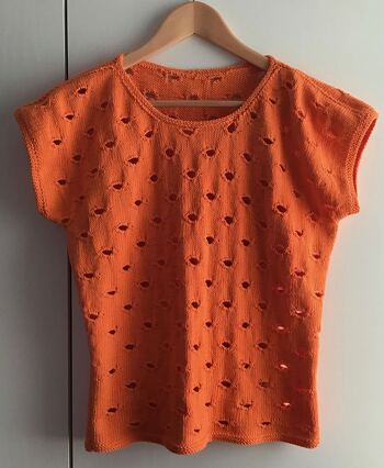 Prima Anleitung, war sehr gut nachzuarbeiten. Hat Frau eine Frage ist der Kontakt jederzeit möglich, Dankeschön liebe Renate.
Hier kommt nun mein Pulli in mandarin - Gr. S