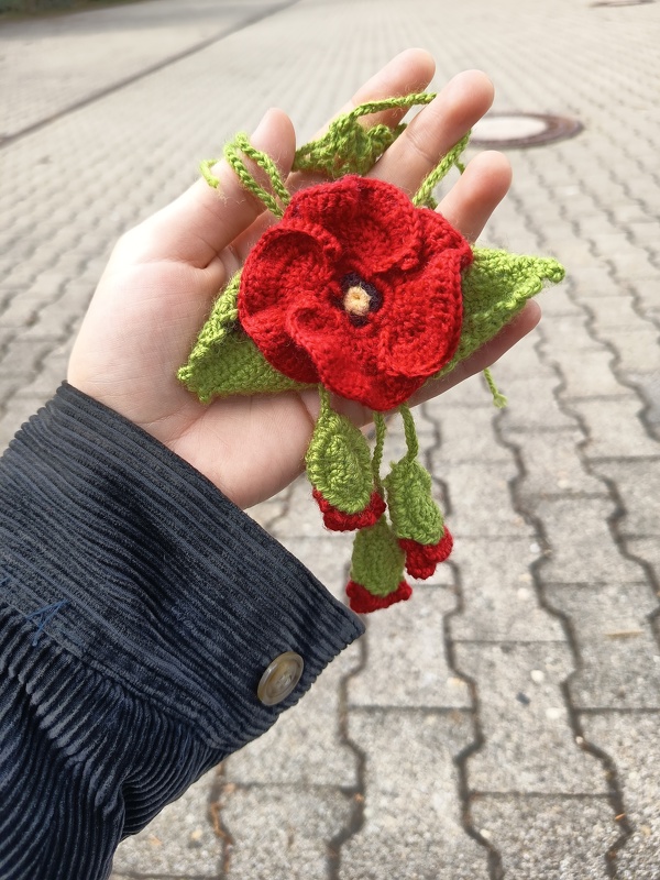 Bag pendant (deco) poppy with buds, length approx. 10 cm