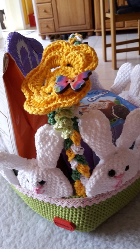 Osterk&ouml;rbchen 'Hasen im Gras' - H&auml;kelanleitung