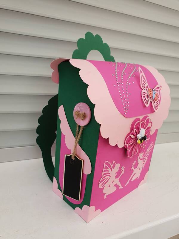 Geschenktasche – Ranzen in Rosa – Bastelanleitung mit Vorlagen