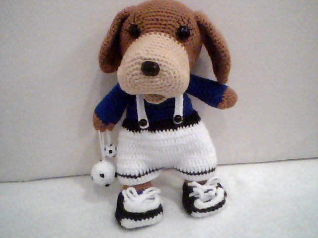 Häkelanleitung "Der Hund als Fußballspieler" 