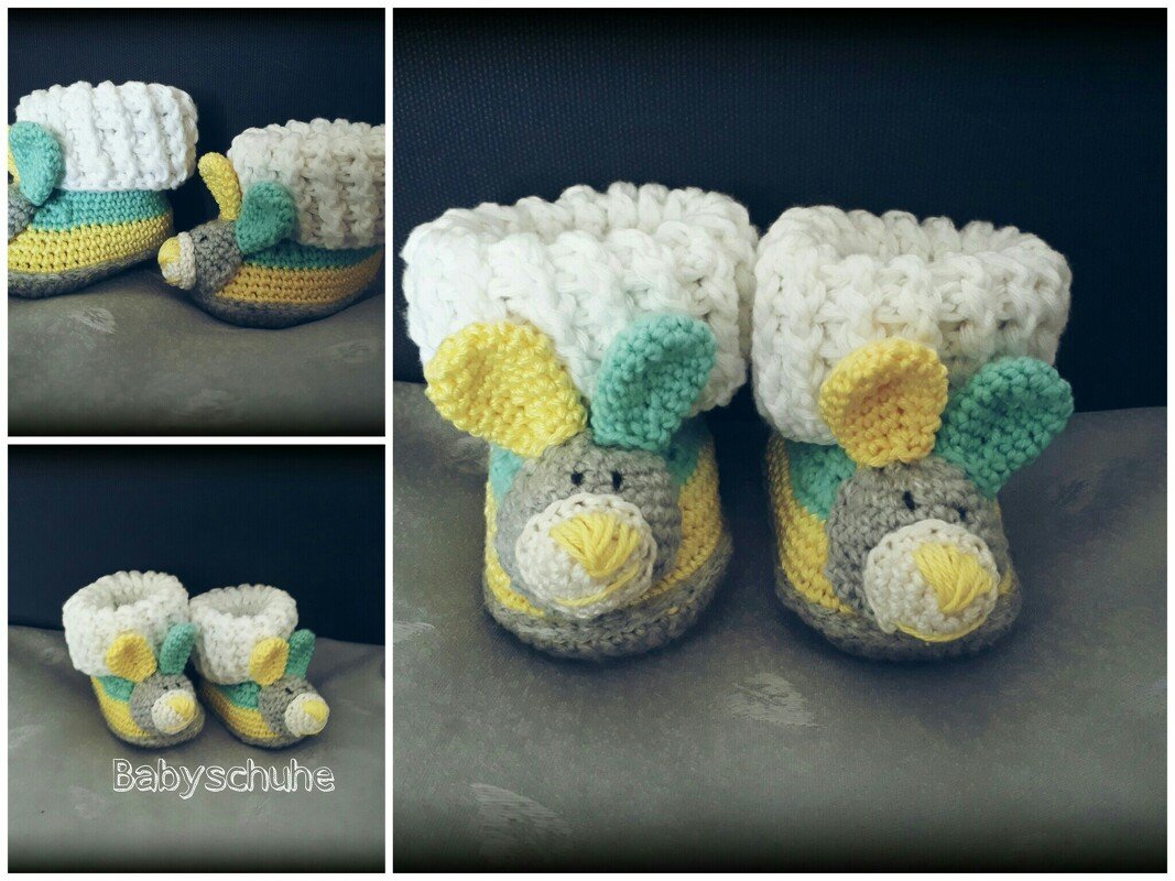 Häkelanleitung Baby-Booties / Babyschuhe Hase - 4 Größen
