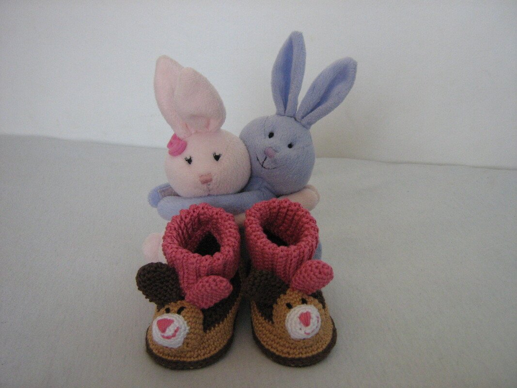 Häkelanleitung Baby-Booties / Babyschuhe Hase - 4 Größen
