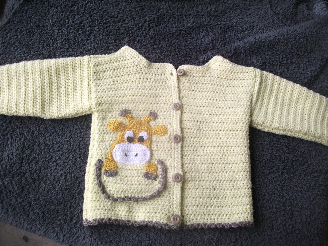Häkelanleitung Babyjacke Gr. 62/68 und 74/80, Giraffe