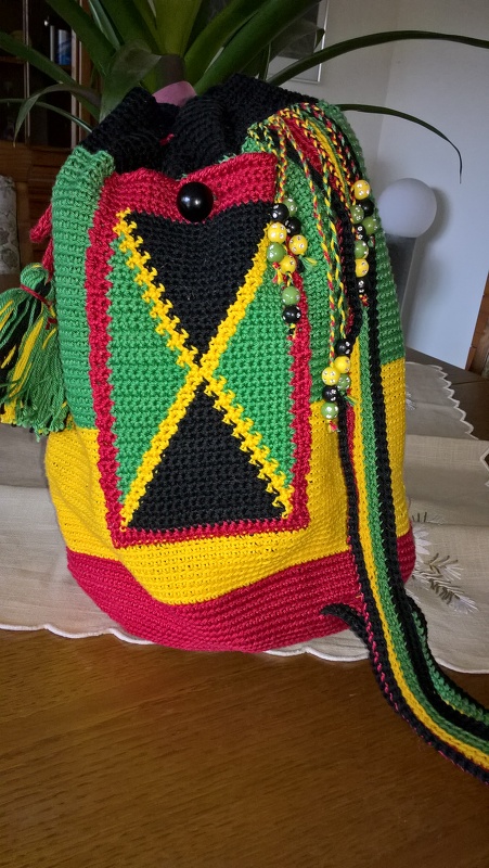 Anleitung zum häkeln *Sun Down* trendige Beuteltasche Rucksack mit Palmen- Sonnenuntergangsmmotiv