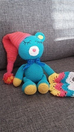 "Gute Nacht" Teddybär mit Kuscheldecke 