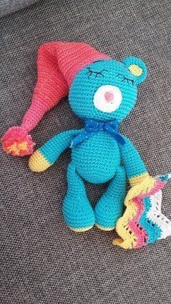 "Gute Nacht" Teddybär mit Kuscheldecke 