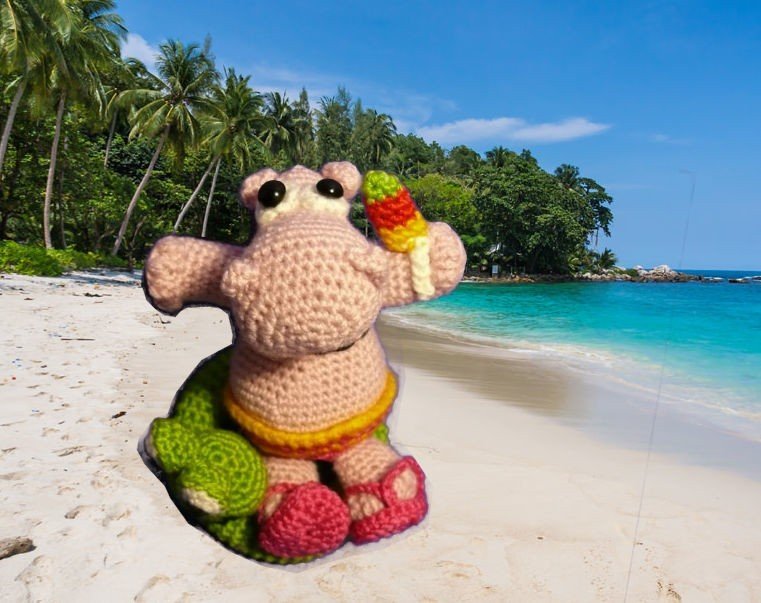 Knuffiges Nilpferd Emil - relax an der Sonne!