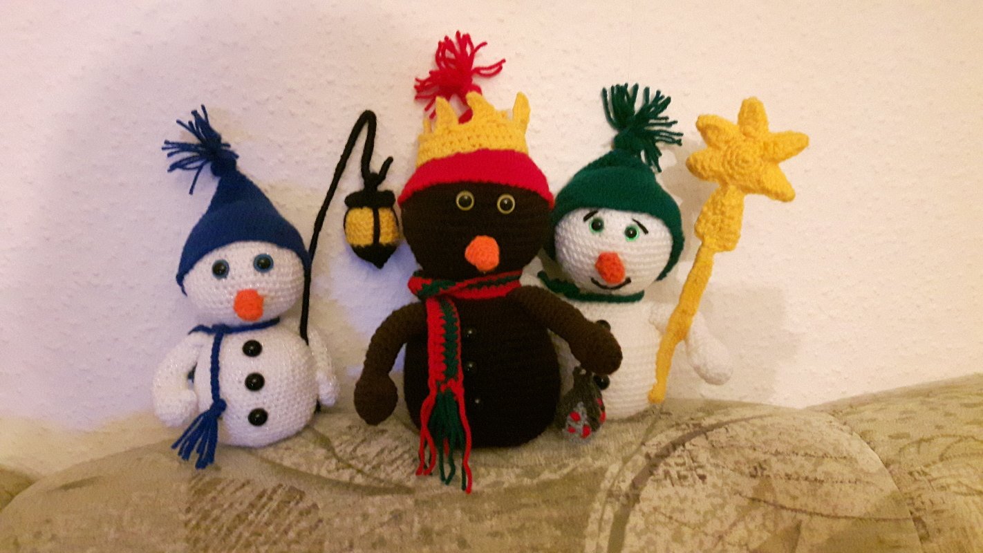 Häkelanleitung Die heiligen 3 Könige im Schneemannland