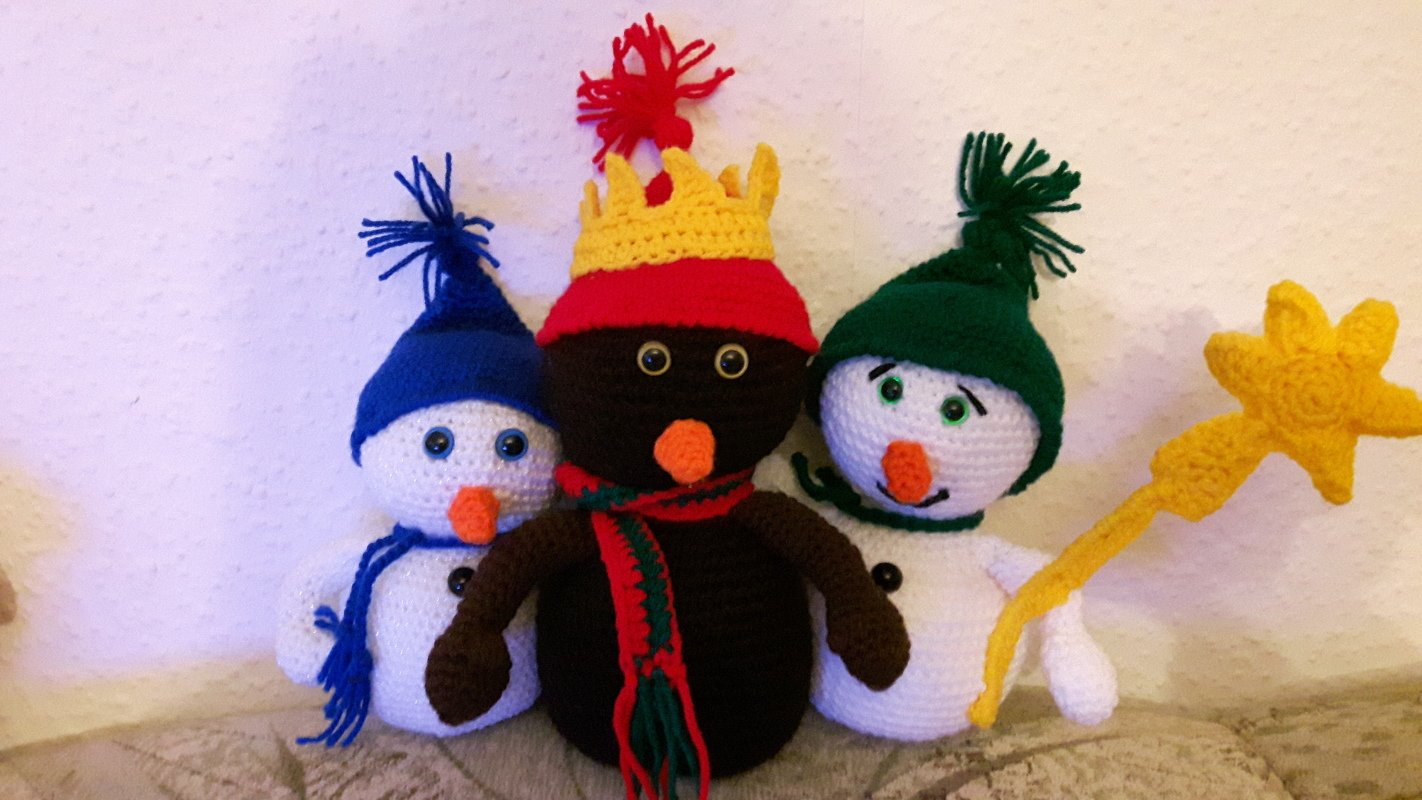Häkelanleitung Die heiligen 3 Könige im Schneemannland