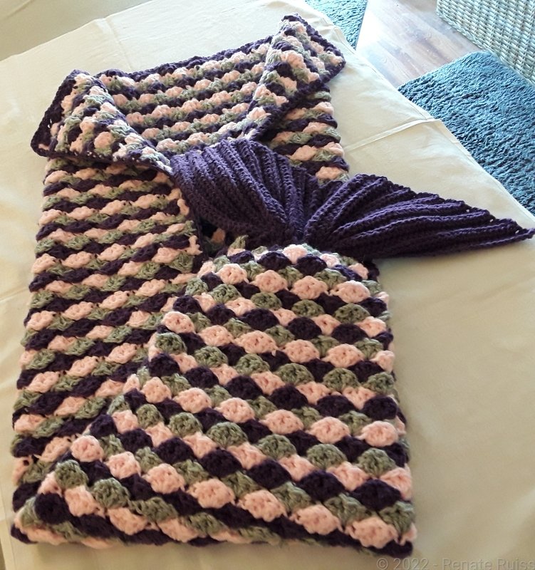 - MARYELL - Meerjungfrauen-Decke h&auml;keln, alle Gr&ouml;&szlig;en und 4 Muster Varianten, tolles Geschenk