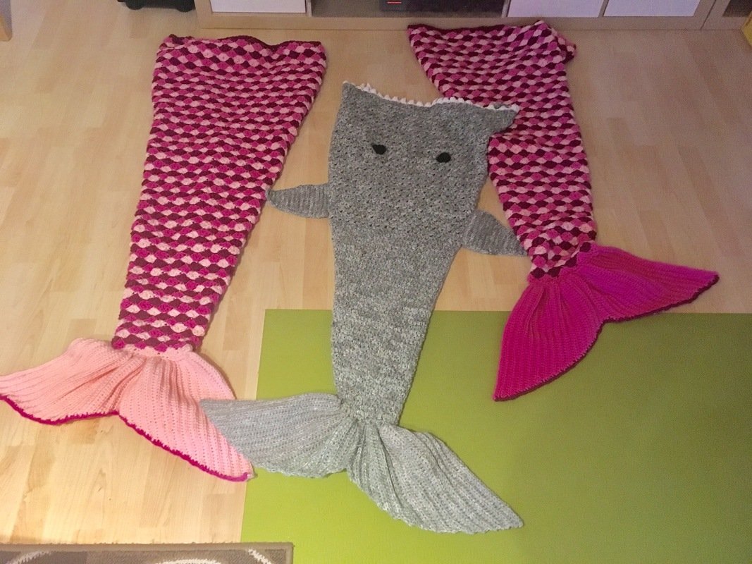 - MARYELL - Meerjungfrauen-Decke h&auml;keln, alle Gr&ouml;&szlig;en und 4 Muster Varianten, tolles Geschenk