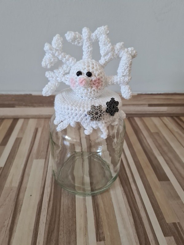 Häkelanleitung Mr. Winterfrost / Dekobezug für Marmeladenglas/ Bonbonglas