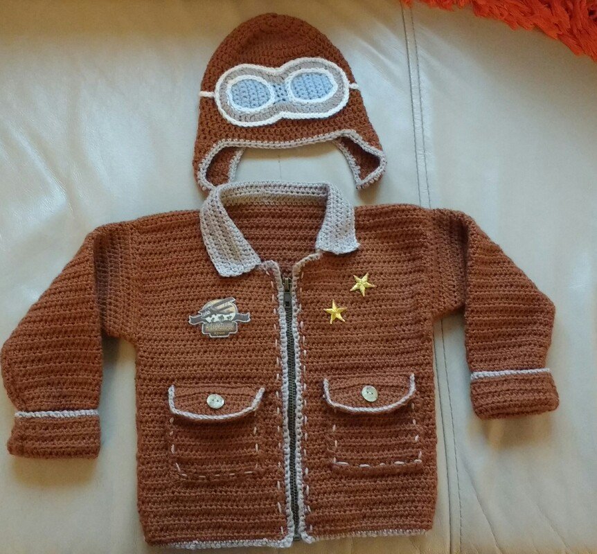 Häkelanleitung Babyjacke "Sport", Gr. 74/80