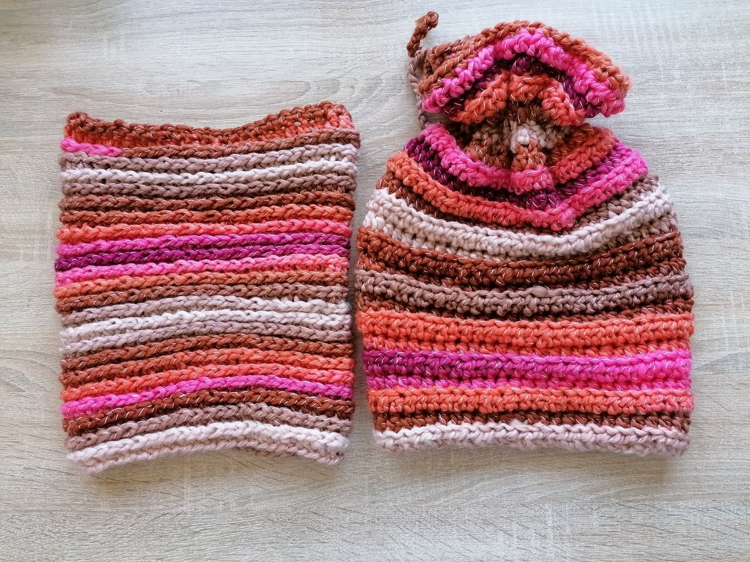 Beanie / Halswärmer 2 in 1 - Set mit Stulpen