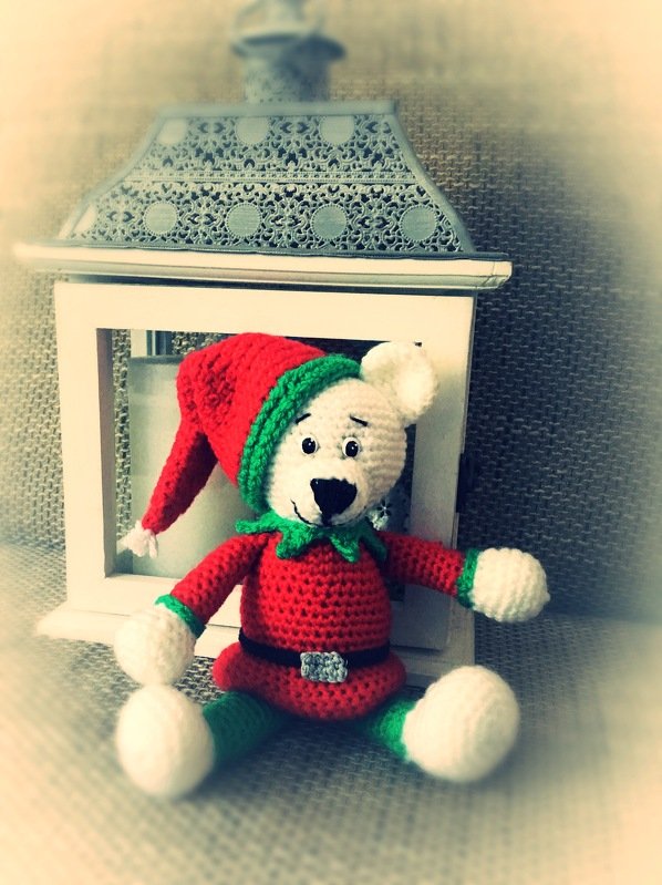 Crochet pattern - Ice bear Manni as Christmas elf