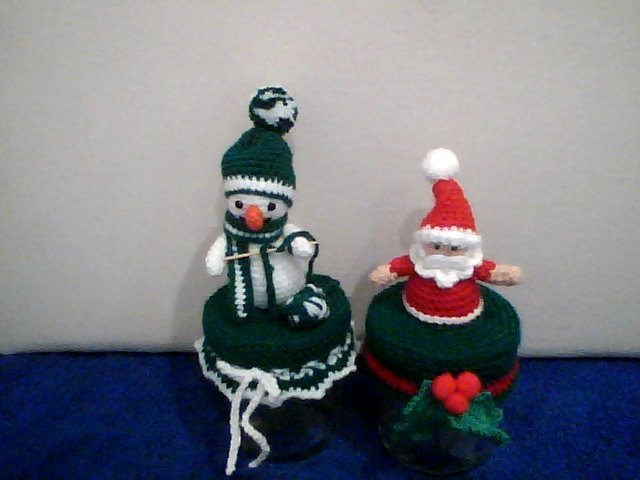 Häkelanleitung Weihnachtsspezial 2 er Set / Santa und Ren / Deckelbezug für Marmeladenglas/ Dekobezug für Bonbonglas