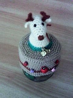 Häkelanleitung Weihnachtsspezial 2 er Set / Santa und Ren / Deckelbezug für Marmeladenglas/ Dekobezug für Bonbonglas