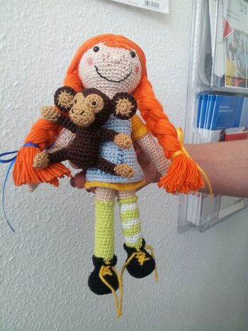 Meine Pippi mit Herrn Nilsson. Eine Eigenkreation aus verschiedenen freien Anleitungen.