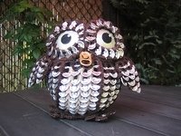 mein neues familienmitglied,die eule "bubu,"
sie ist ganz handzahm und auch aus dosenlaschen
wie gefällt sie euch denn ?